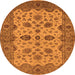 Round Machine Washable Oriental Orange Traditional Area Rugs, wshurb988org