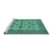 Sideview of Machine Washable Oriental Turquoise Traditional Area Rugs, wshurb988turq