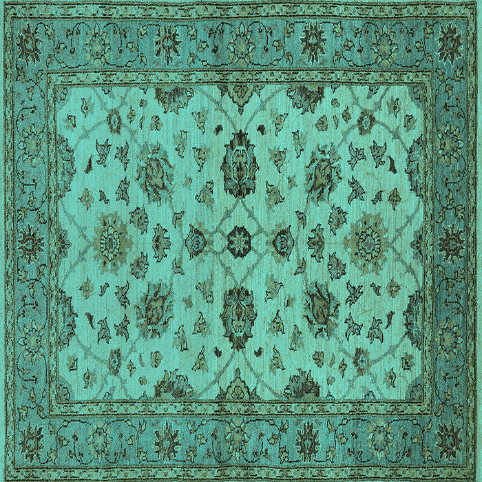 Square Oriental Turquoise Traditional Rug, urb988turq