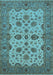 Machine Washable Oriental Light Blue Traditional Rug, wshurb988lblu