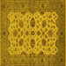 Square Machine Washable Oriental Yellow Traditional Rug, wshurb988yw