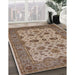 Mid-Century Modern Sienna Brown Oriental Rug in Family Room, urb988