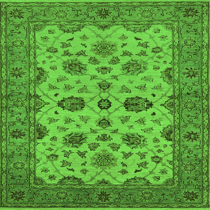 Square Oriental Green Traditional Rug, urb988grn