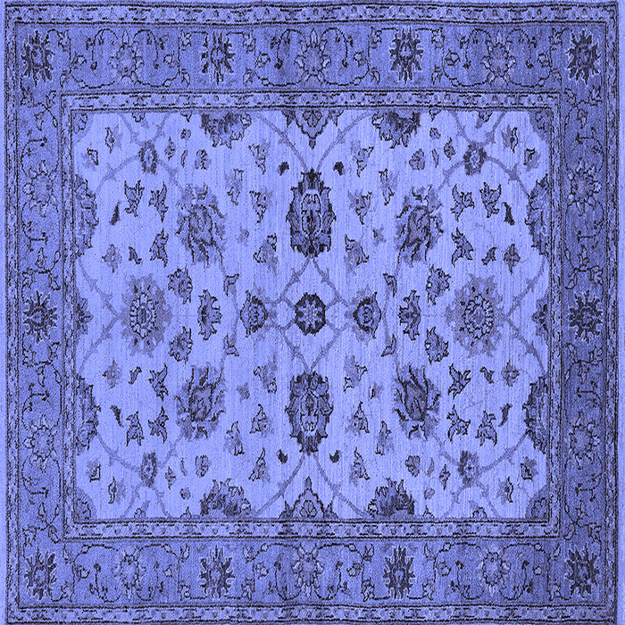 Square Machine Washable Oriental Blue Traditional Rug, wshurb988blu