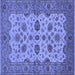 Square Machine Washable Oriental Blue Traditional Rug, wshurb988blu