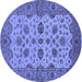 Round Oriental Blue Traditional Rug, urb988blu