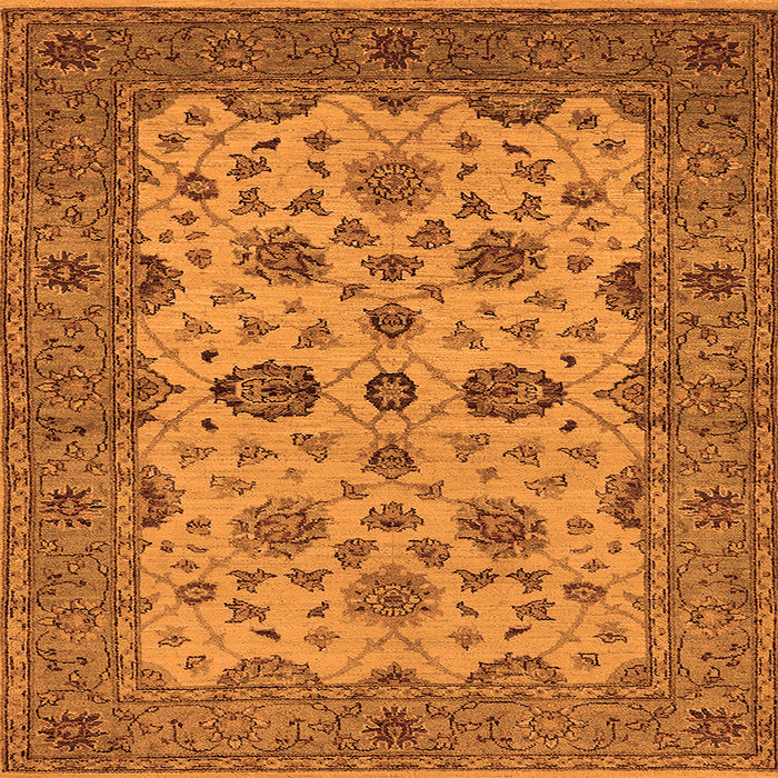Square Machine Washable Oriental Orange Traditional Area Rugs, wshurb988org