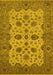 Machine Washable Oriental Yellow Traditional Rug, wshurb988yw