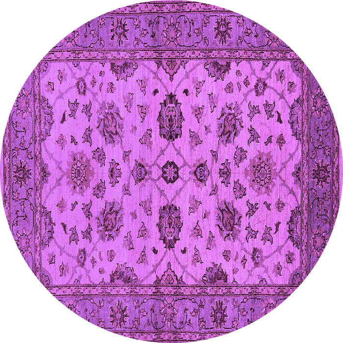 Round Machine Washable Oriental Purple Traditional Area Rugs, wshurb988pur