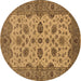 Round Machine Washable Oriental Brown Traditional Rug, wshurb988brn