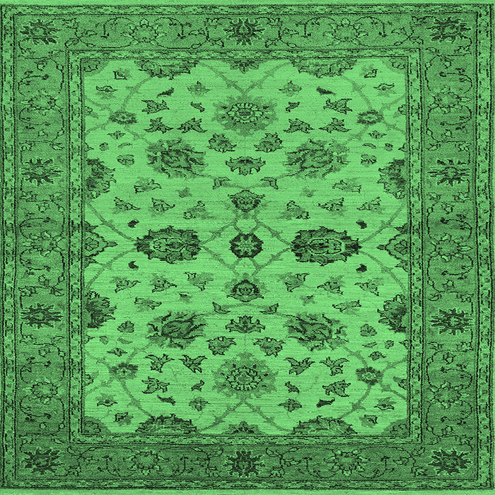 Square Oriental Emerald Green Traditional Rug, urb988emgrn