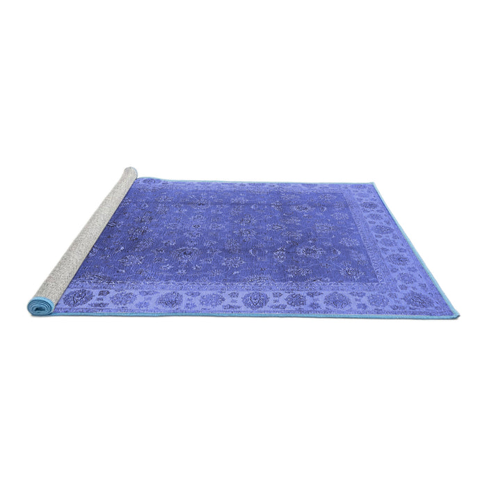 Sideview of Machine Washable Oriental Blue Traditional Rug, wshurb989blu