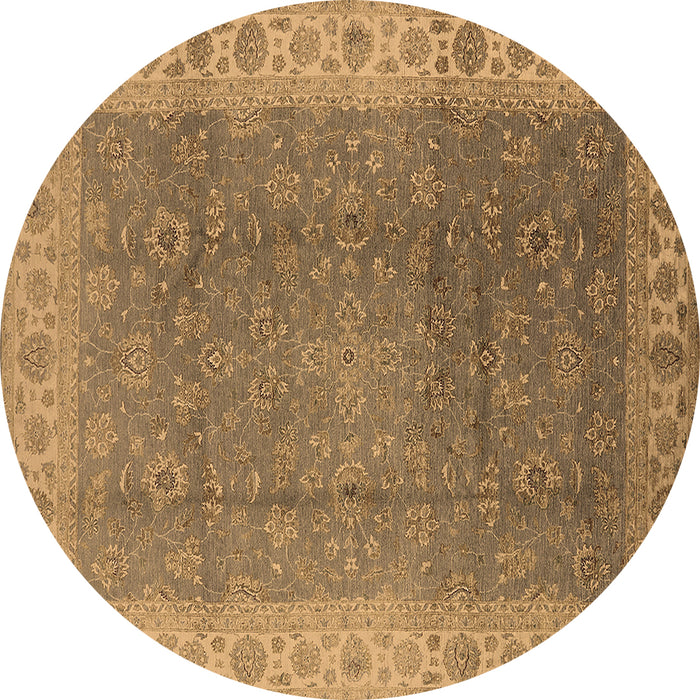 Round Machine Washable Oriental Brown Traditional Rug, wshurb989brn