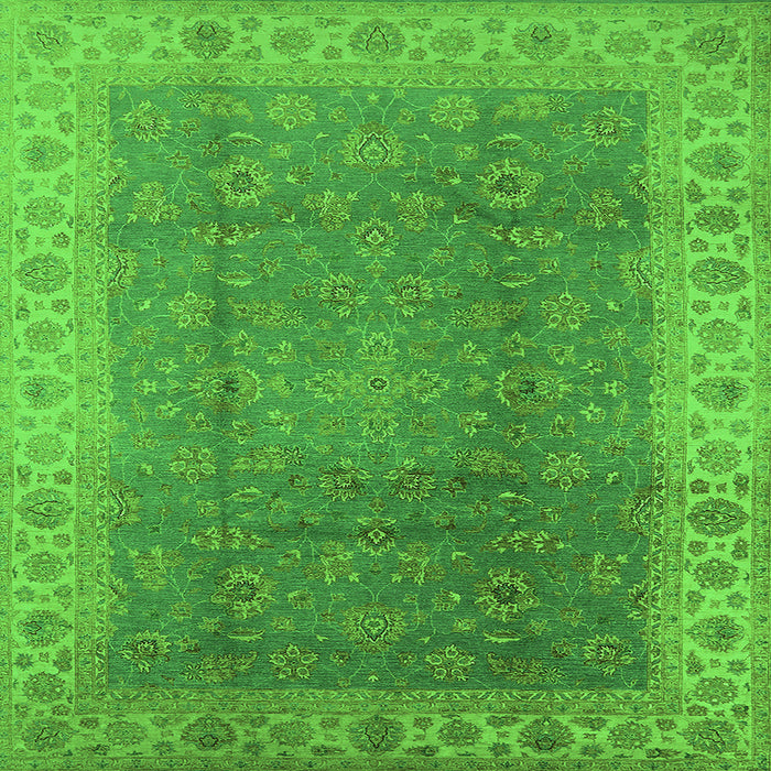 Square Oriental Green Traditional Rug, urb989grn