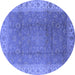 Round Oriental Blue Traditional Rug, urb989blu