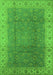 Machine Washable Oriental Green Traditional Area Rugs, wshurb989grn