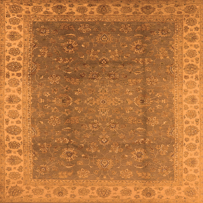 Square Machine Washable Oriental Orange Traditional Area Rugs, wshurb989org