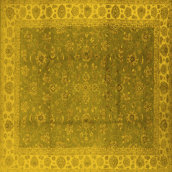 Square Oriental Yellow Traditional Rug, urb989yw