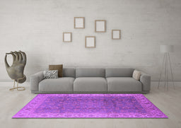 Machine Washable Oriental Purple Traditional Area Rugs in a Living Room, wshurb989pur