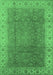Machine Washable Oriental Emerald Green Traditional Area Rugs, wshurb989emgrn