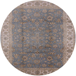 Round Mid-Century Modern Puce Purple Oriental Rug, urb989