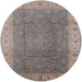 Round Mid-Century Modern Puce Purple Oriental Rug, urb989