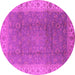 Round Machine Washable Oriental Pink Traditional Rug, wshurb989pnk