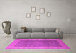 Machine Washable Oriental Pink Traditional Rug in a Living Room, wshurb989pnk