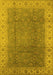 Machine Washable Oriental Yellow Traditional Rug, wshurb989yw