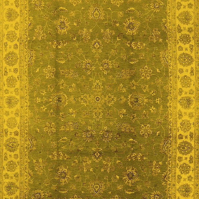 Machine Washable Oriental Yellow Traditional Rug, wshurb989yw