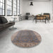 Round Machine Washable Industrial Modern Puce Purple Rug in a Office, wshurb989