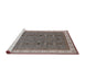 Sideview of Machine Washable Industrial Modern Rosy Brown Pink Rug, wshurb990