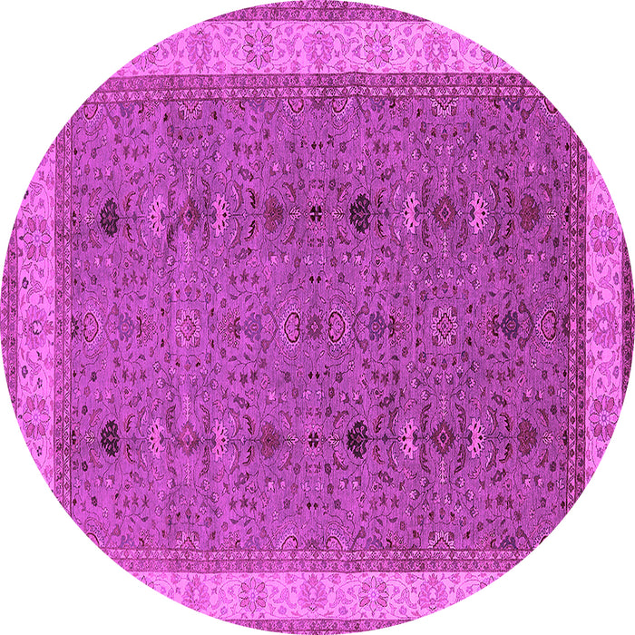 Round Machine Washable Oriental Pink Traditional Rug, wshurb990pnk