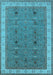 Machine Washable Oriental Light Blue Traditional Rug, wshurb990lblu
