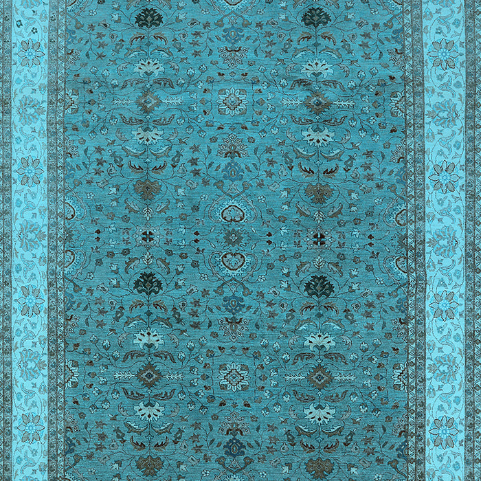 Machine Washable Oriental Light Blue Traditional Rug, wshurb990lblu