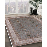 Mid-Century Modern Rosy Brown Pink Oriental Rug, urb990