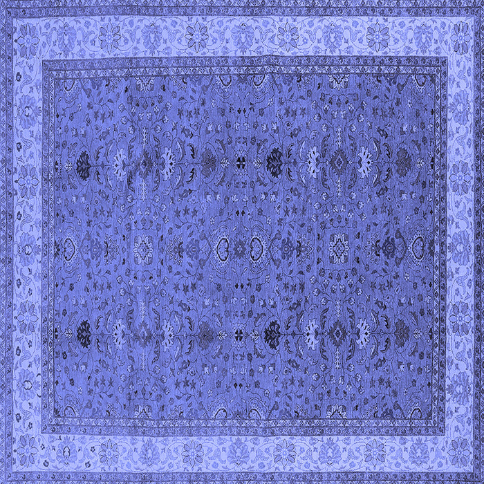Square Machine Washable Oriental Blue Traditional Rug, wshurb990blu