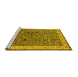 Sideview of Machine Washable Oriental Yellow Traditional Rug, wshurb990yw