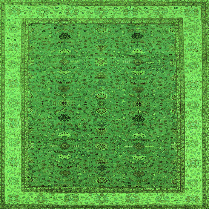 Square Machine Washable Oriental Green Traditional Area Rugs, wshurb990grn