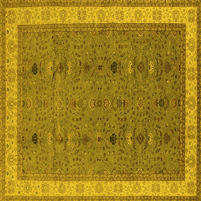 Square Machine Washable Oriental Yellow Traditional Rug, wshurb990yw