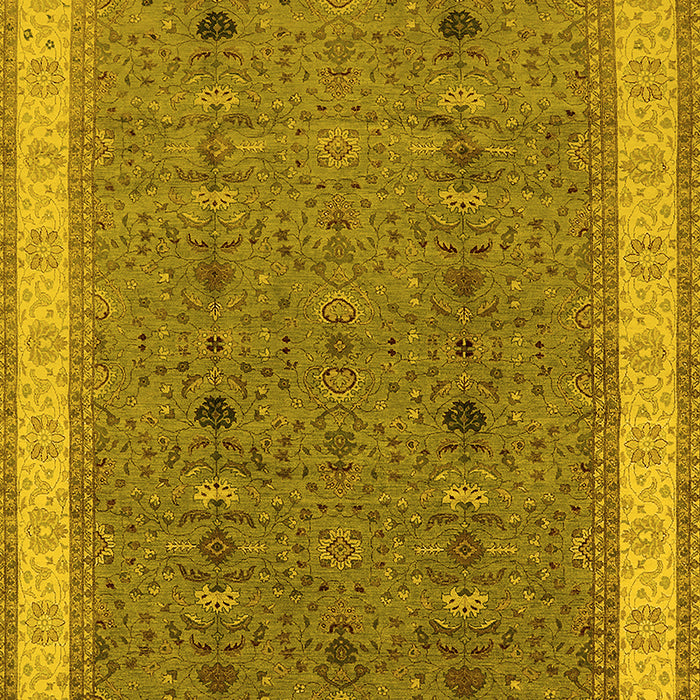 Machine Washable Oriental Yellow Traditional Rug, wshurb990yw