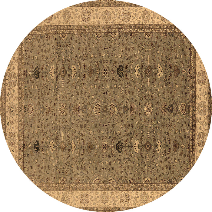 Round Machine Washable Oriental Brown Traditional Rug, wshurb990brn