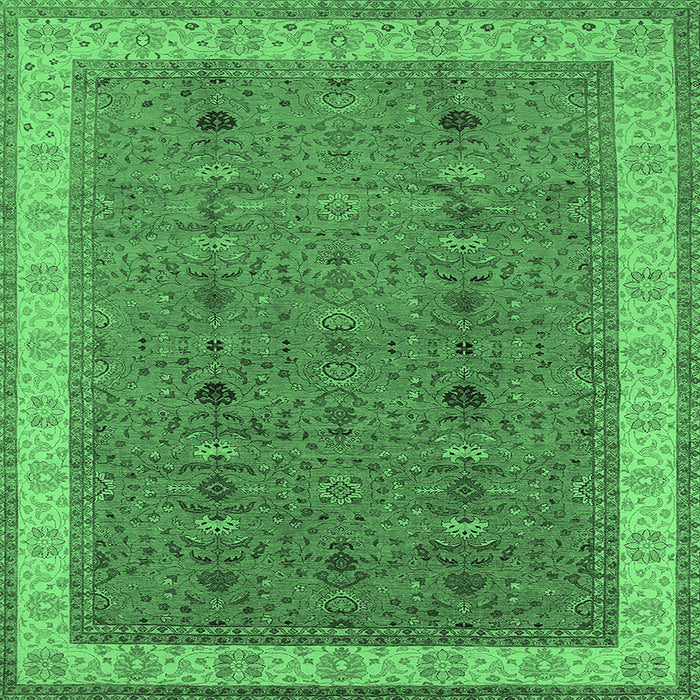 Square Machine Washable Oriental Emerald Green Traditional Area Rugs, wshurb990emgrn