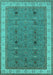 Machine Washable Oriental Turquoise Traditional Area Rugs, wshurb990turq