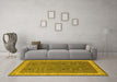 Machine Washable Oriental Yellow Traditional Rug in a Living Room, wshurb990yw