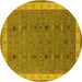 Round Oriental Yellow Traditional Rug, urb990yw