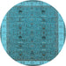 Round Oriental Light Blue Traditional Rug, urb990lblu