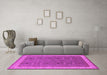 Machine Washable Oriental Pink Traditional Rug in a Living Room, wshurb990pnk