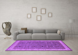 Machine Washable Oriental Purple Traditional Area Rugs in a Living Room, wshurb990pur