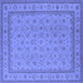 Square Machine Washable Oriental Blue Traditional Rug, wshurb991blu